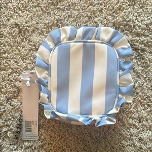 Stoney Clover Lane Blue and White Striped Cosmetic Bag